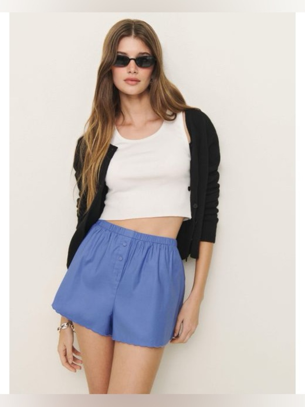 Reformation Rosie short in blue